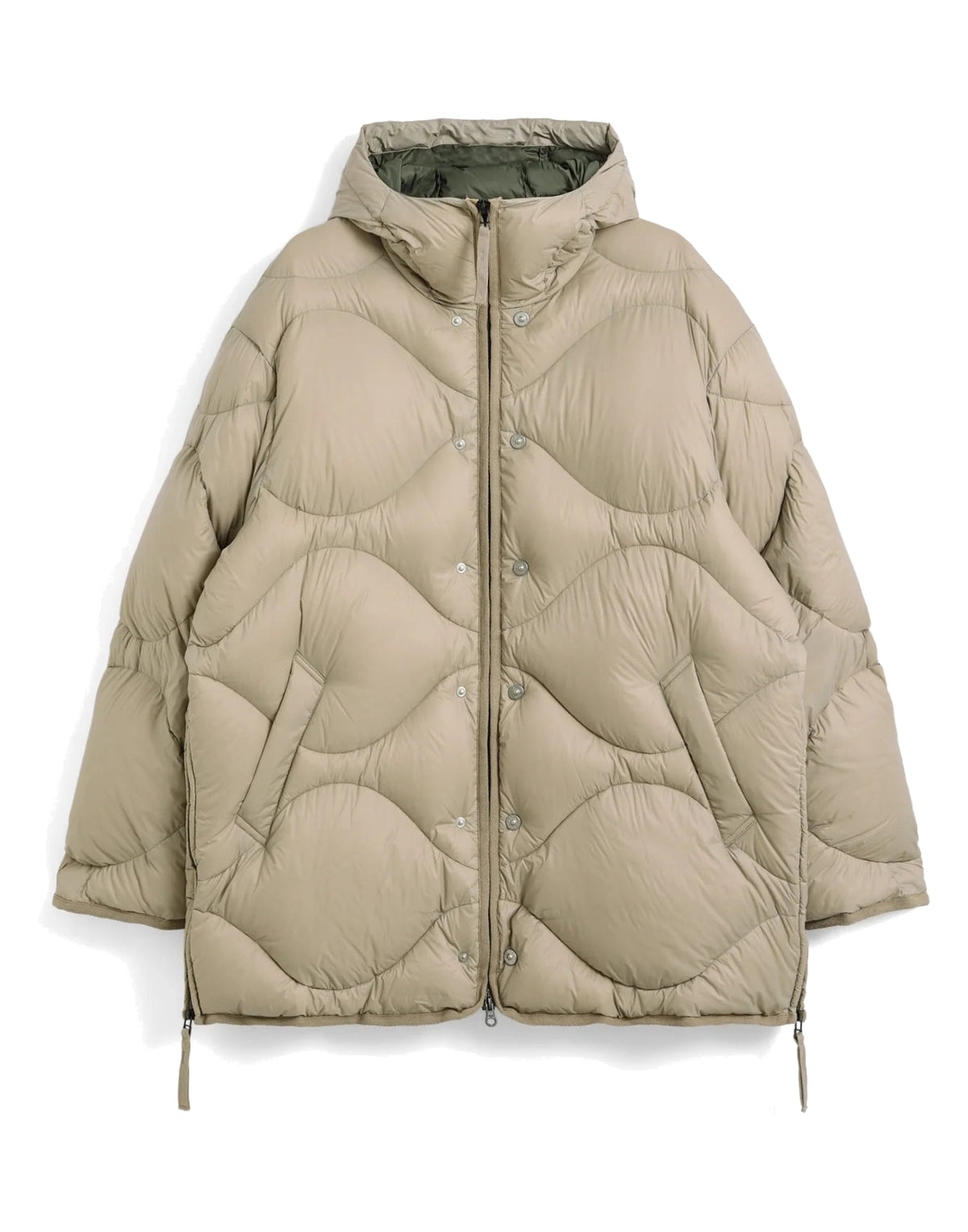 TAION Piumino Military con Cappuccio Beige Grigio
