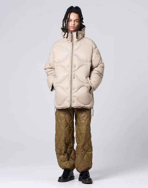 TAION Piumino Military con Cappuccio Beige Grigio