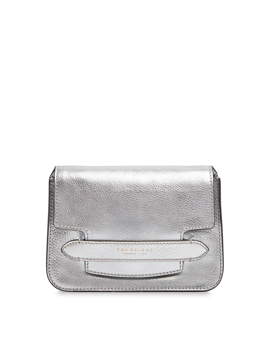 THE BRIDGE Borsa a Tracolla Lucrezia in Pelle Laminata Silver