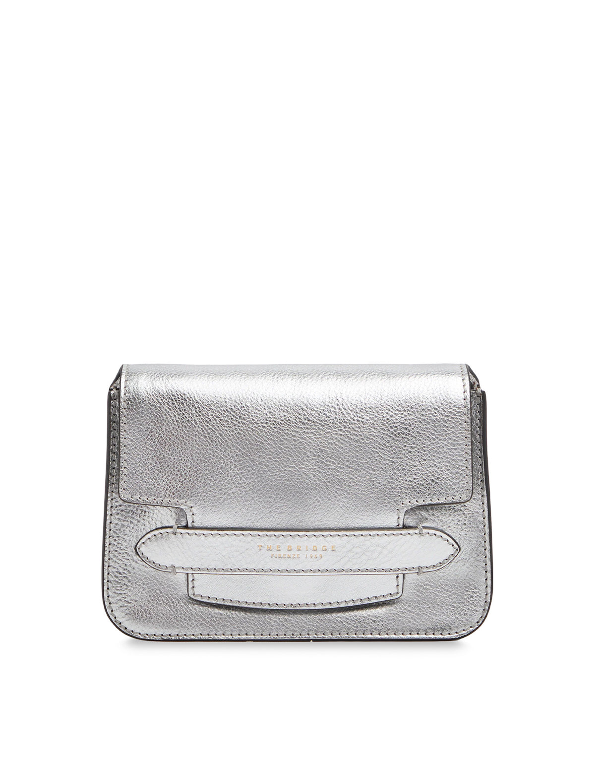 THE BRIDGE Borsa a Tracolla Lucrezia in Pelle Laminata Silver