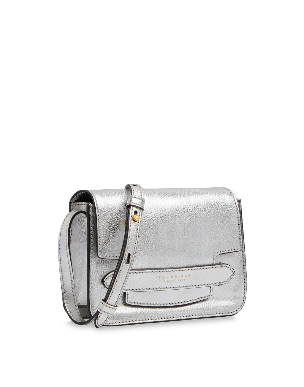 THE BRIDGE Borsa a Tracolla Lucrezia in Pelle Laminata Silver