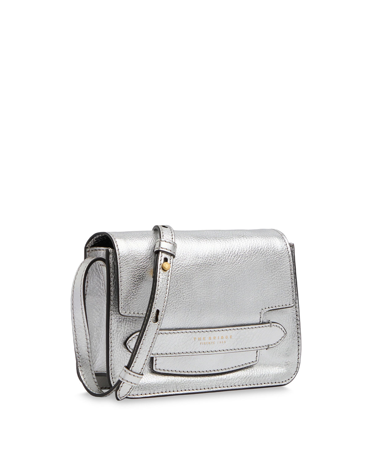 THE BRIDGE Borsa a Tracolla Lucrezia in Pelle Laminata Silver