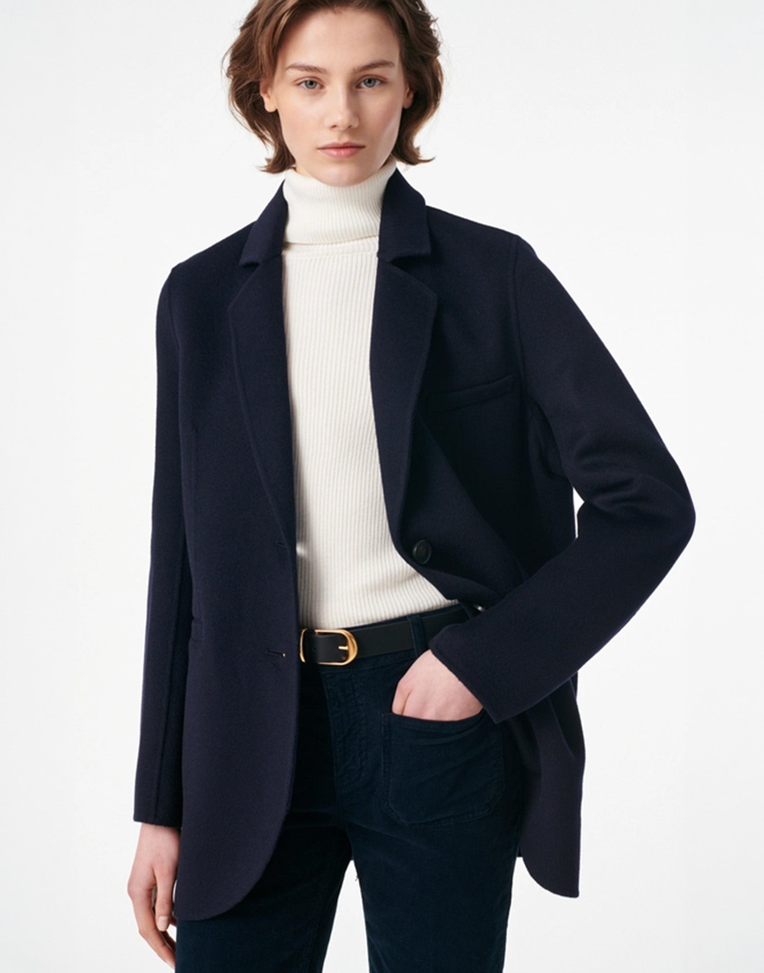 VANESSA BRUNO Giacca Marc in Lana Double Face Blu Marine