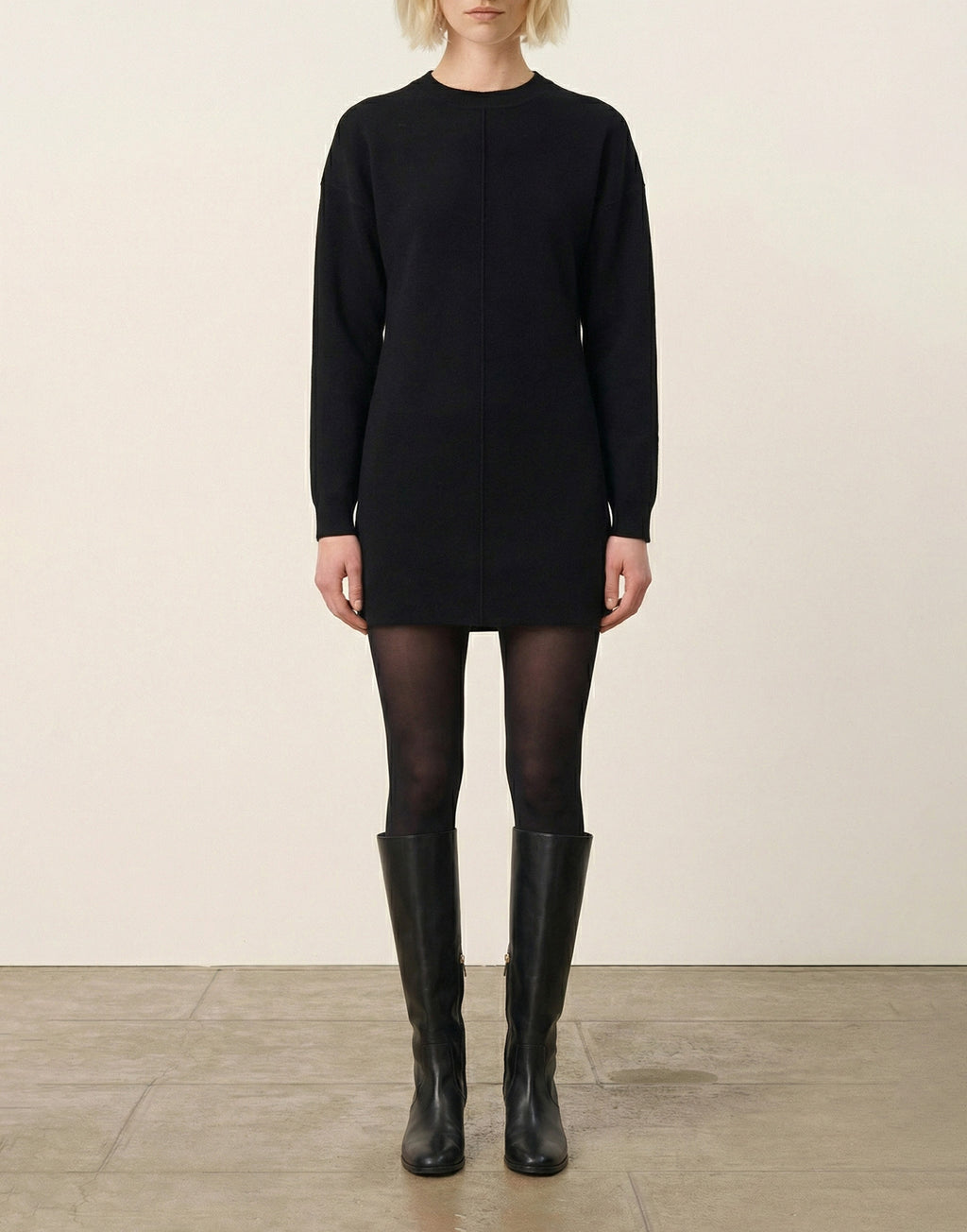 VANESSA BRUNO Abito Hyacinthe in Cotone e Lana Merino Nero