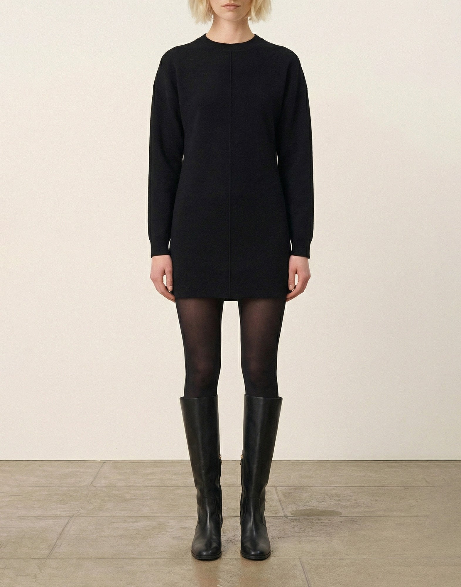 VANESSA BRUNO Abito Hyacinthe in Cotone e Lana Merino Nero