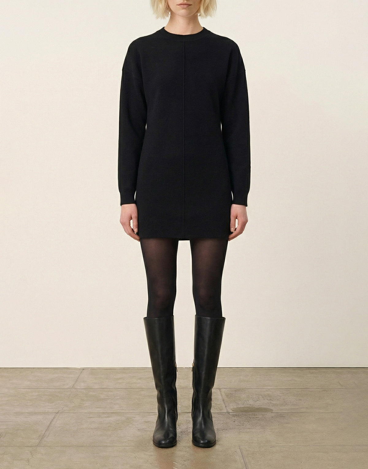 VANESSA BRUNO Abito Hyacinthe in Cotone e Lana Merino Nero