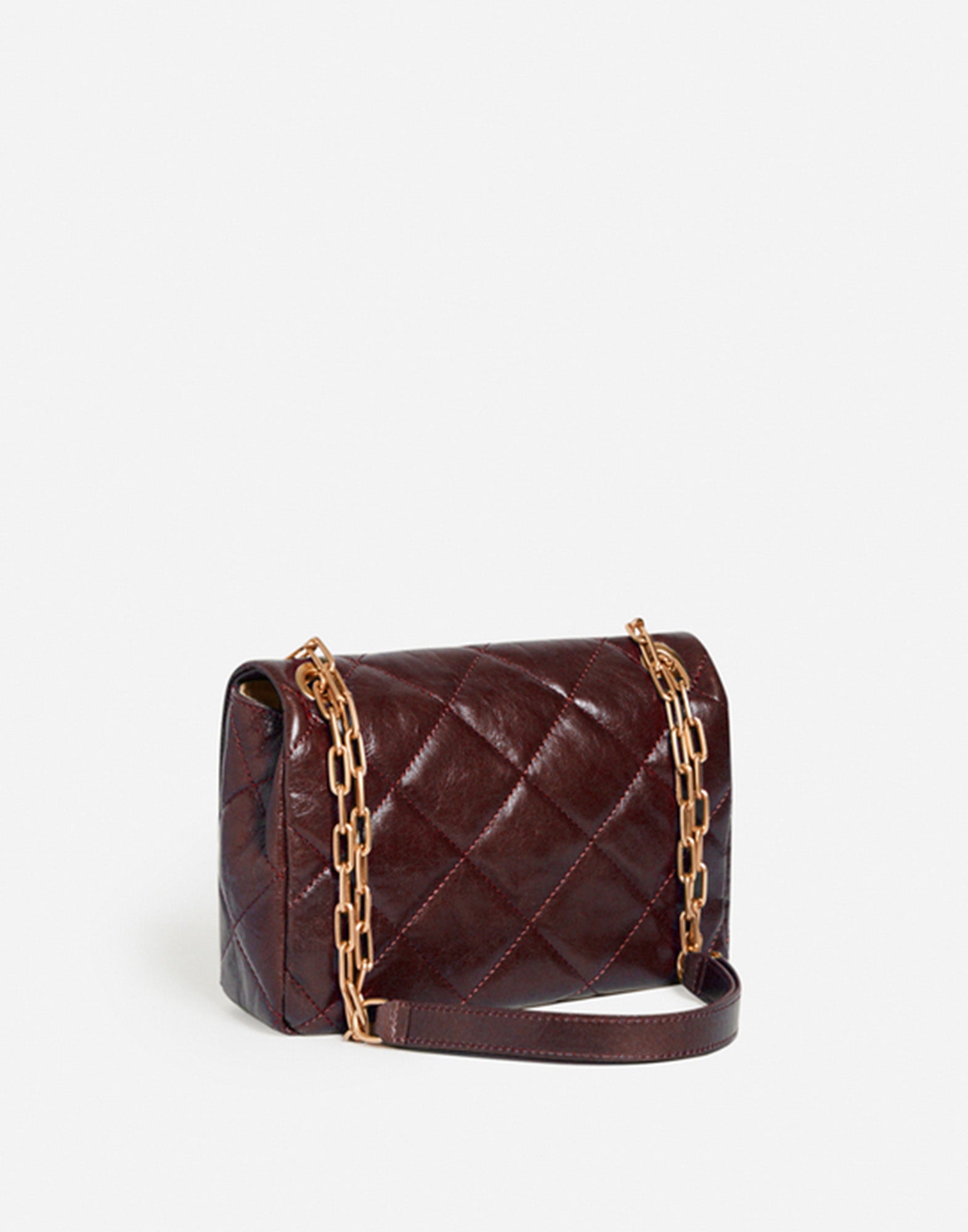 VANESSA BRUNO Borsa Moon Large in Pelle Trapuntata Chocolate