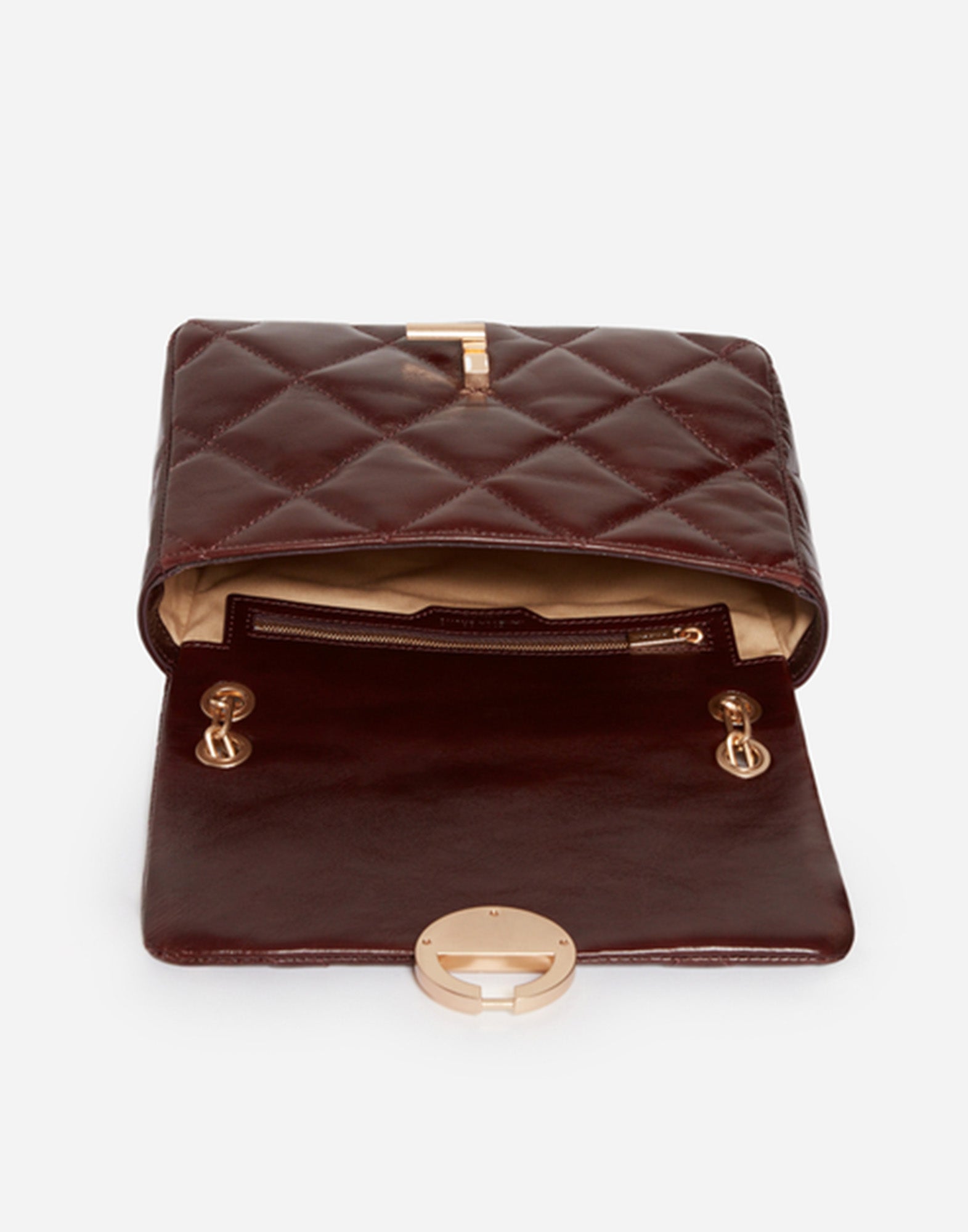 VANESSA BRUNO Borsa Moon Large in Pelle Trapuntata Chocolate