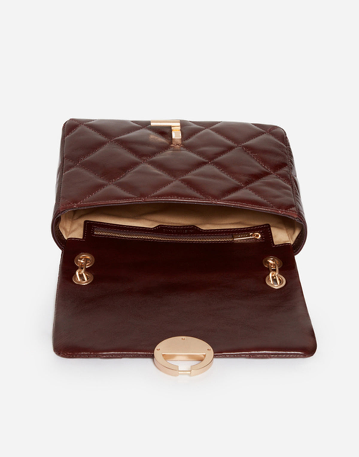 VANESSA BRUNO Borsa Moon Large in Pelle Trapuntata Chocolate