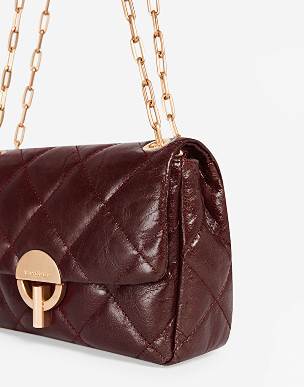 VANESSA BRUNO Borsa Moon Large in Pelle Trapuntata Chocolate