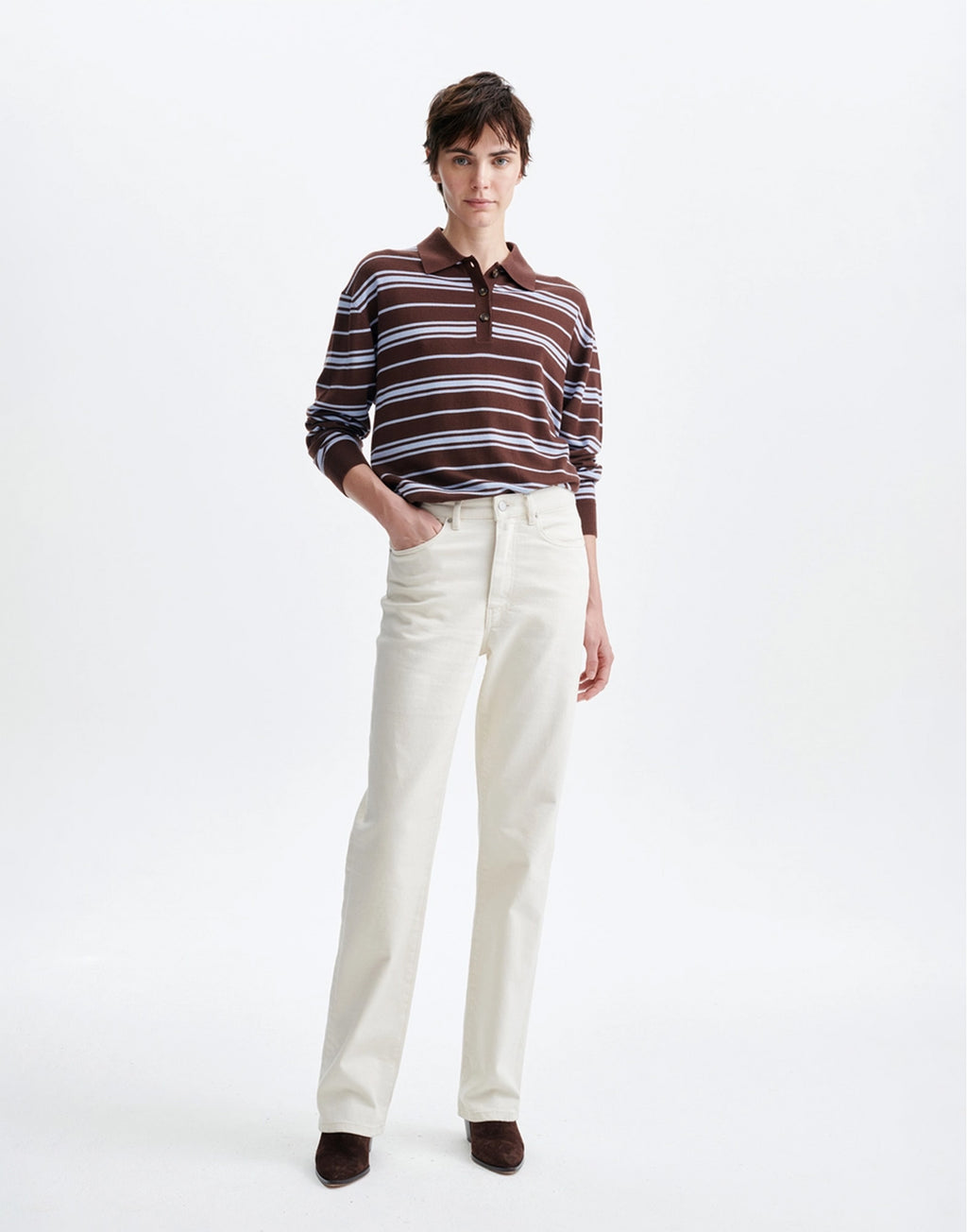 VANESSA BRUNO Pantaloni a Gamba Dritta in Cotone Écru
