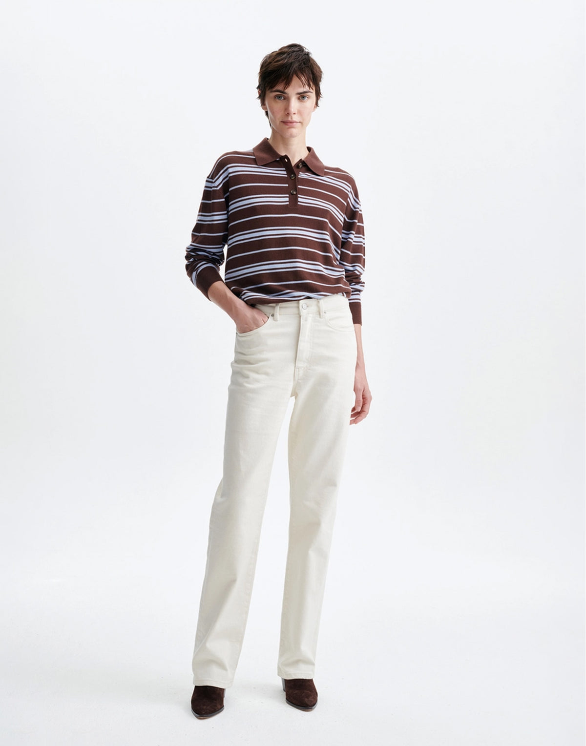 VANESSA BRUNO Pantaloni a Gamba Dritta in Cotone Écru