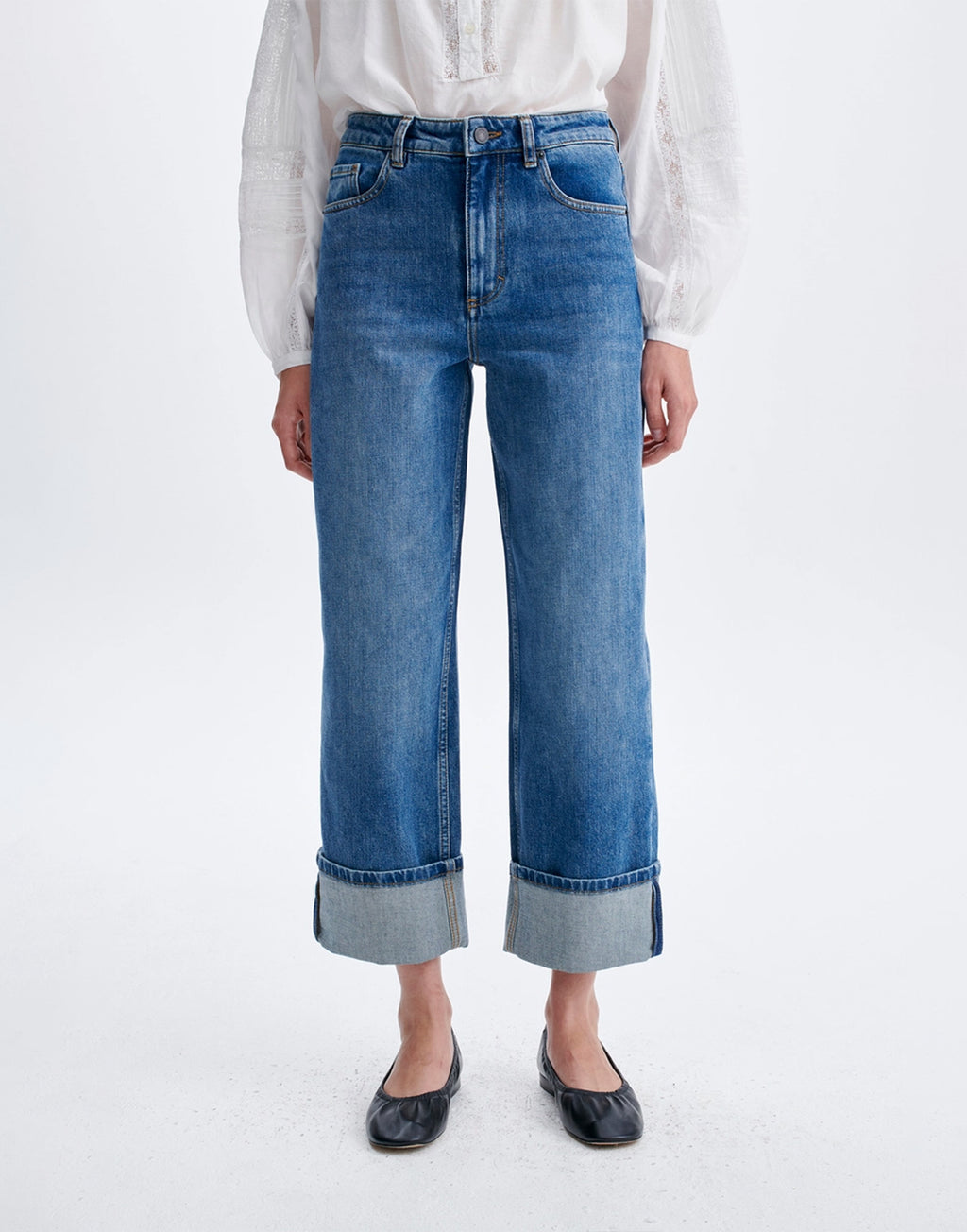 VANESSA BRUNO Jeans Cropped in Cotone Organico Blu Grigio