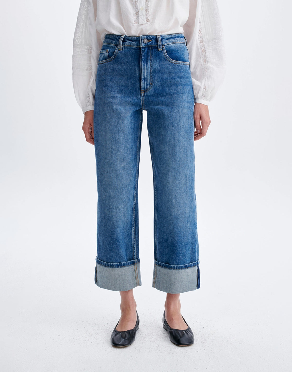 VANESSA BRUNO Jeans Cropped in Cotone Organico Blu Grigio