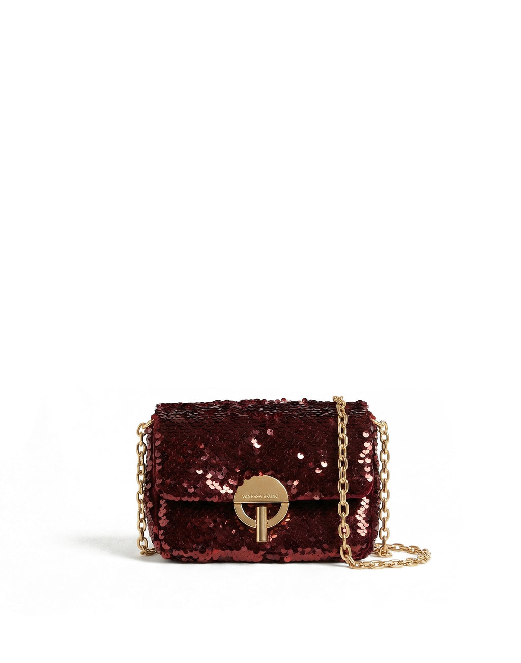 VANESSA BRUNO Borsa Nano Moon In Paillettes Bordeaux