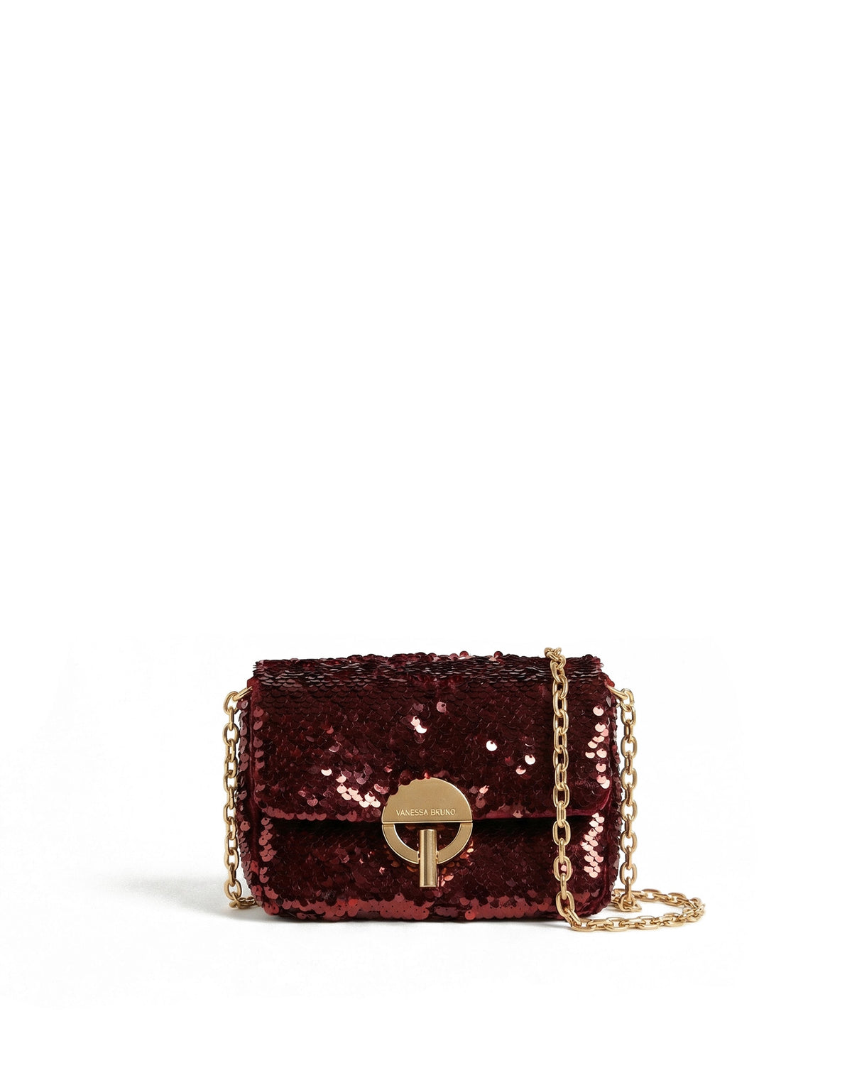 VANESSA BRUNO Borsa Nano Moon In Paillettes Bordeaux