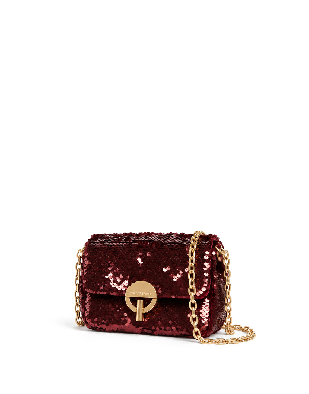 VANESSA BRUNO Borsa Nano Moon In Paillettes Bordeaux