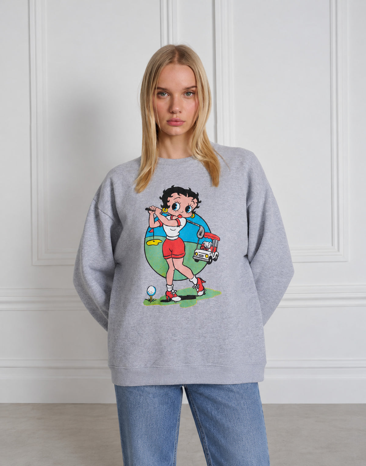 WILD DONKEY Felpa Girocollo Betty Swing Grigio Mélange