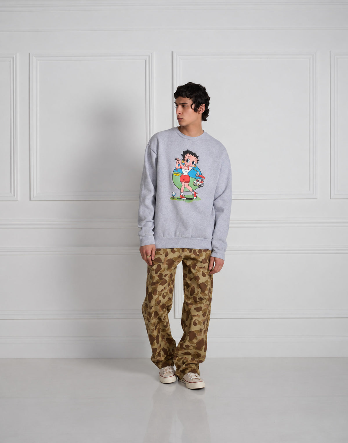 WILD DONKEY Felpa Girocollo Betty Swing Grigio Mélange