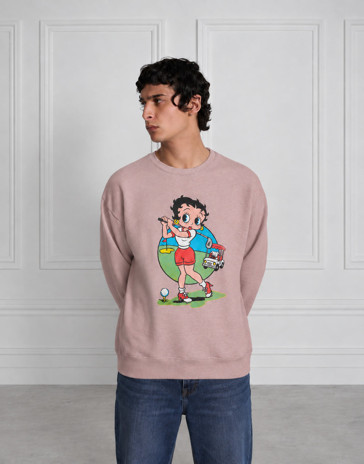 WILD DONKEY Felpa Girocollo Betty Swing Rosa Cipria