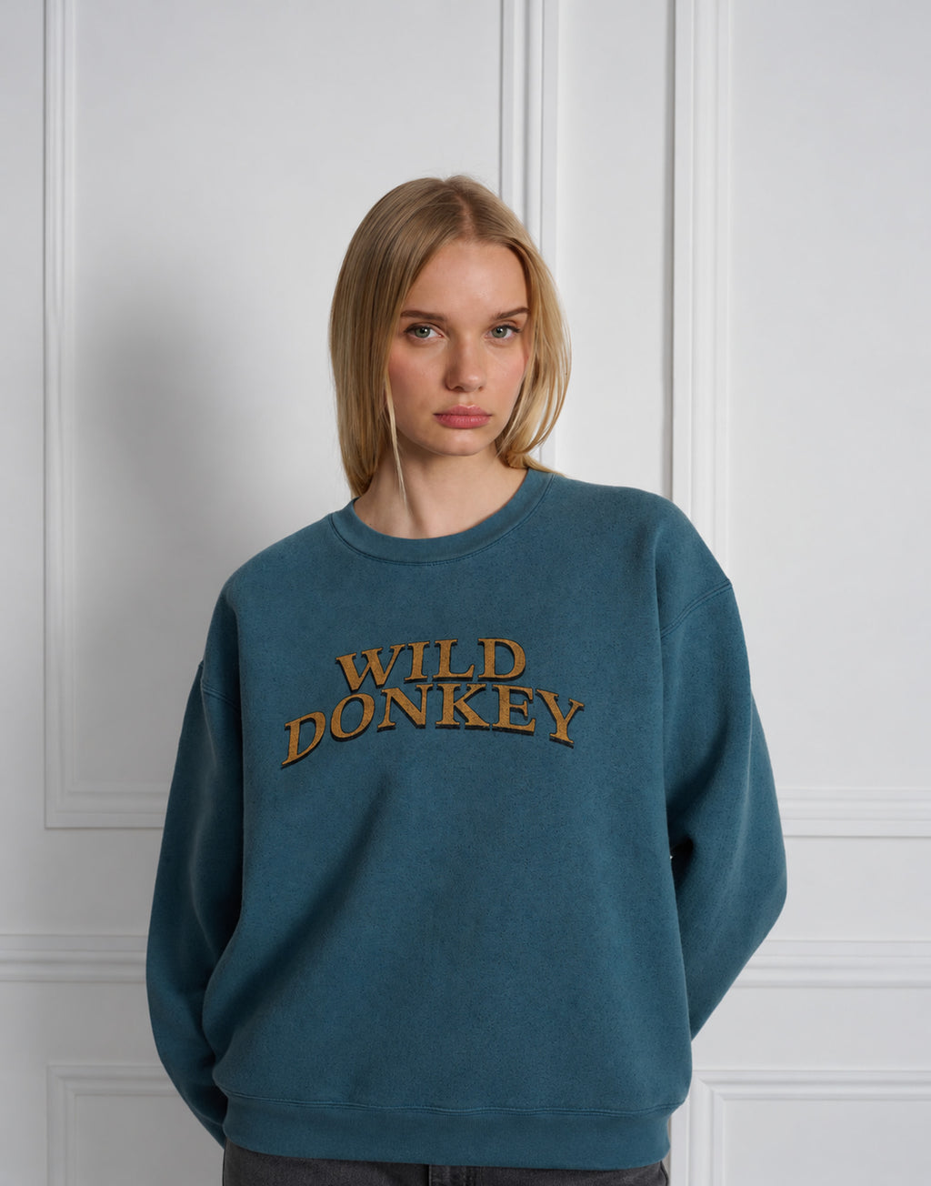 WILD DONKEY Felpa Girocollo Spinach Blu Vintage
