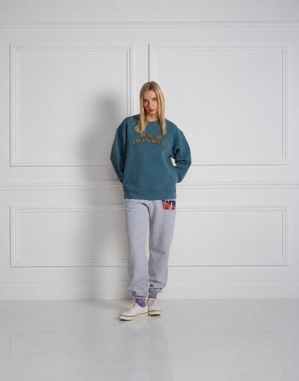 WILD DONKEY Felpa Girocollo Spinach Blu Vintage