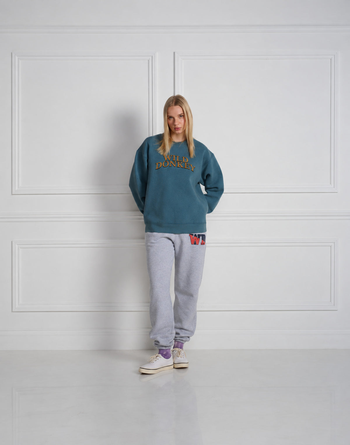 WILD DONKEY Felpa Girocollo Spinach Blu Vintage