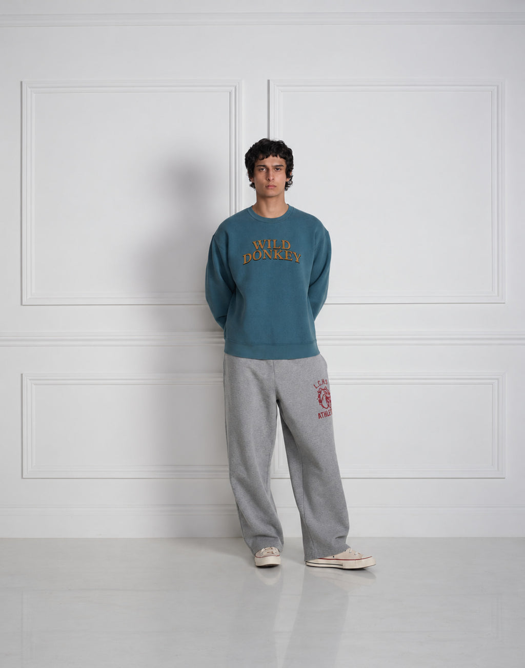 WILD DONKEY Felpa Girocollo Spinach Blu Vintage