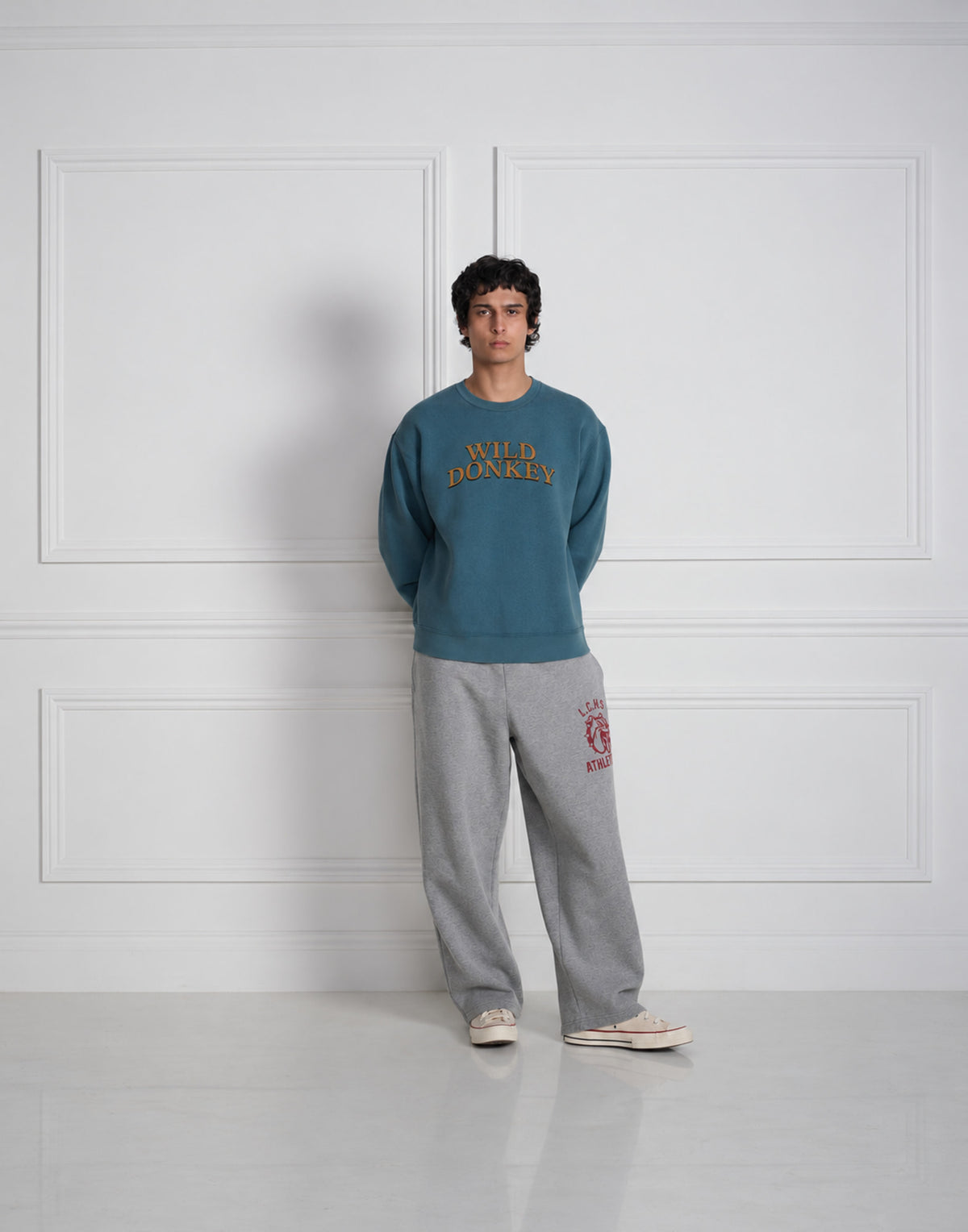 WILD DONKEY Felpa Girocollo Spinach Blu Vintage