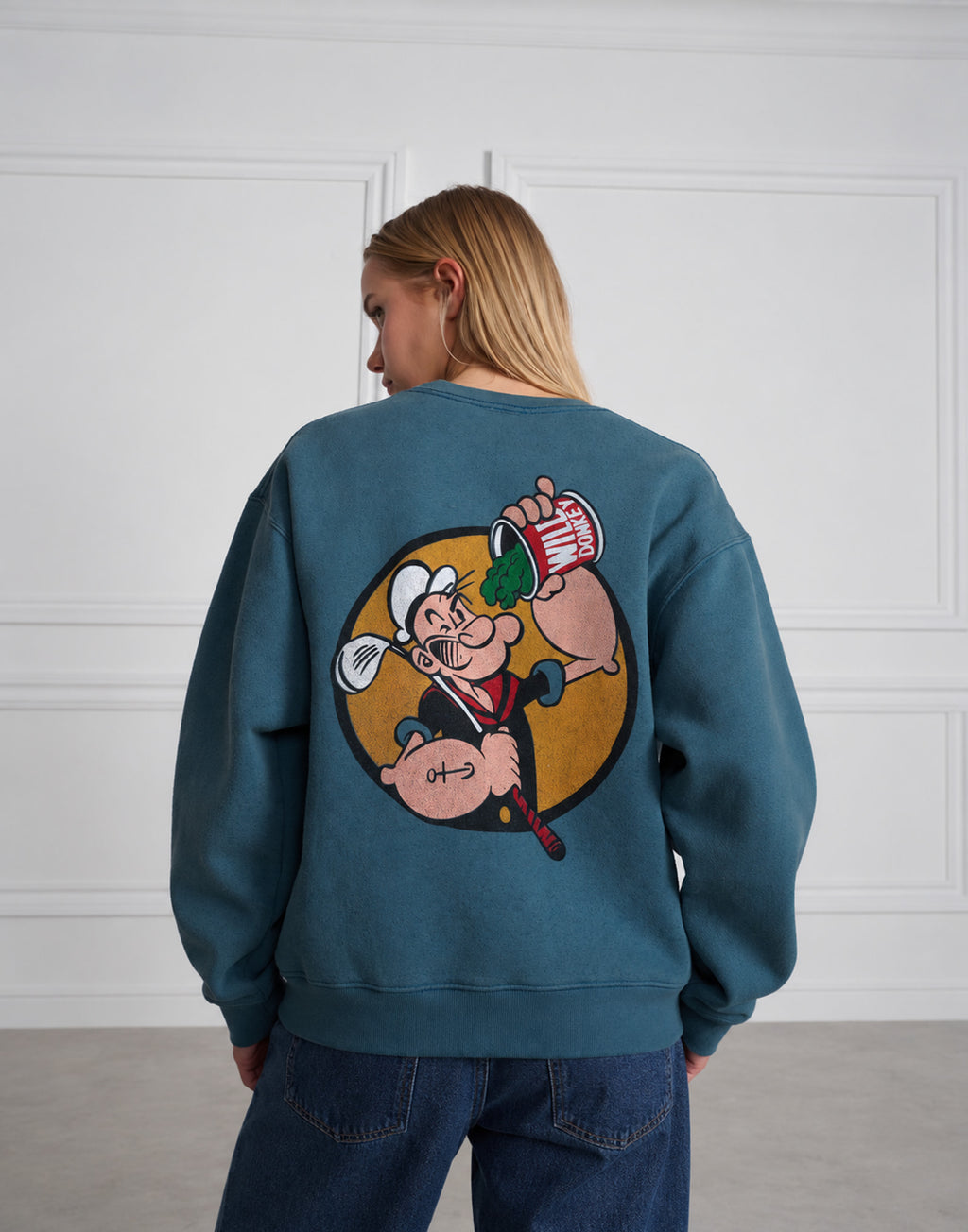 WILD DONKEY Felpa Girocollo Spinach Blu Vintage