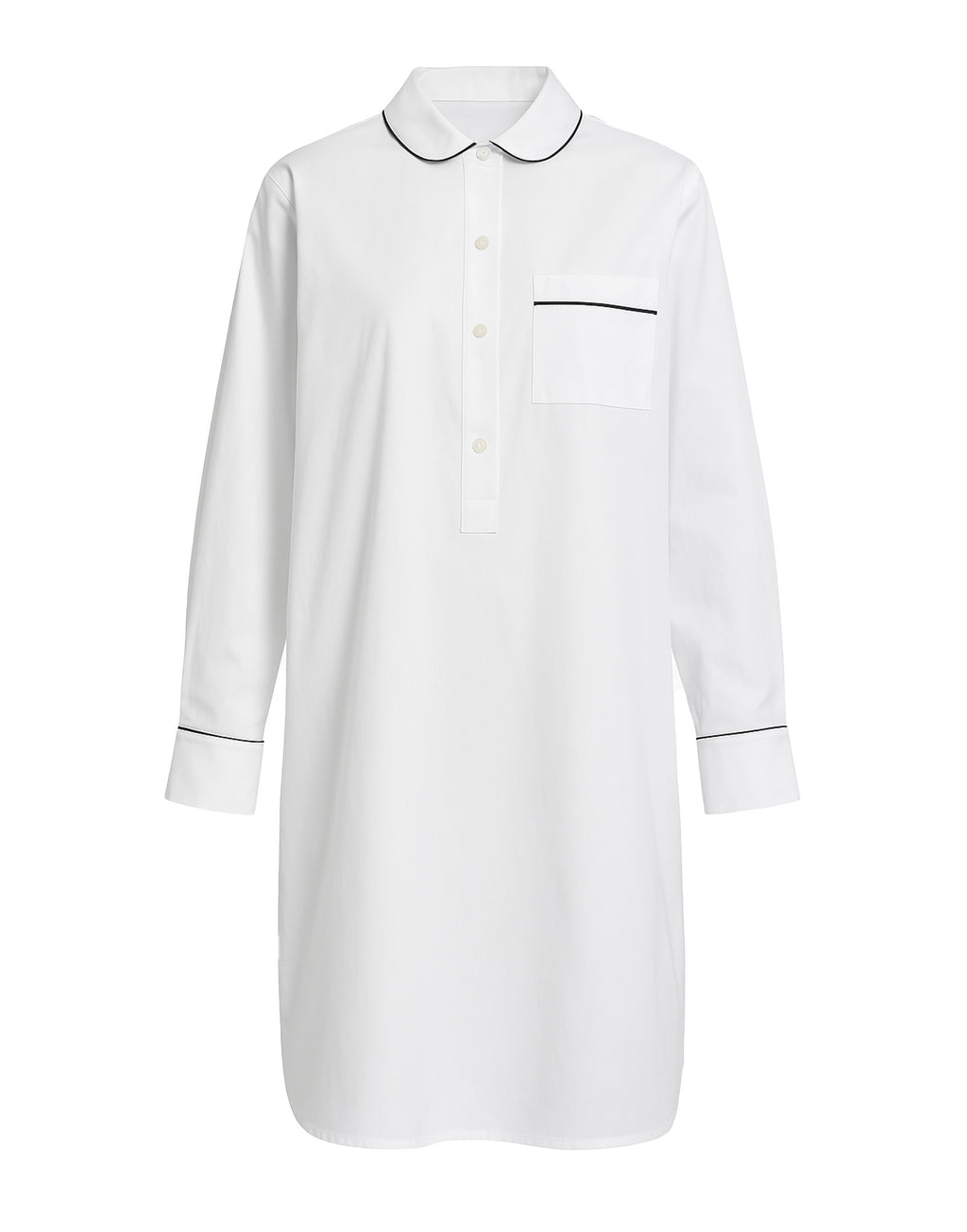 DOUUOD Abito Camicia in Popeline con Piping a Contrasto