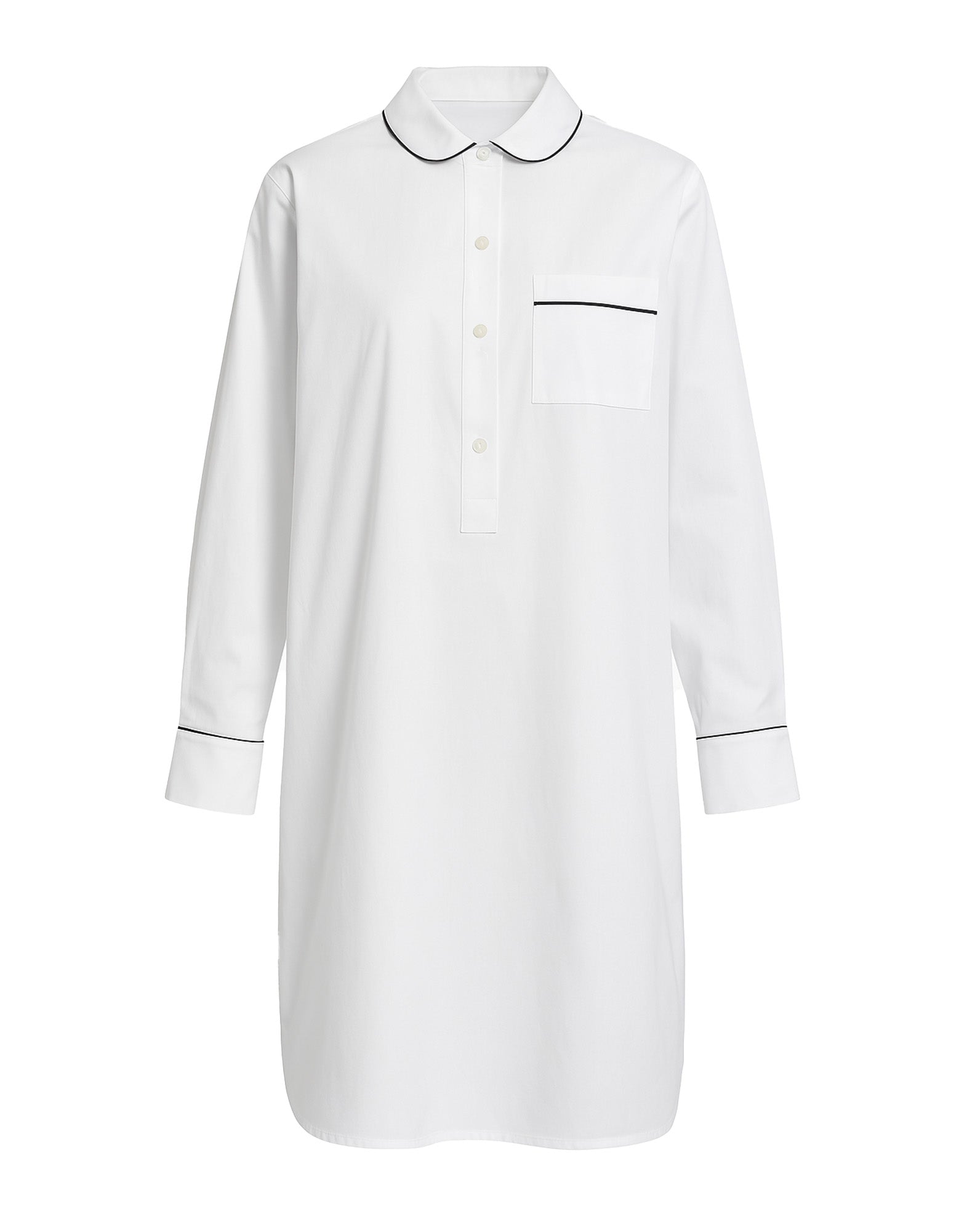 DOUUOD Abito Camicia in Popeline con Piping a Contrasto