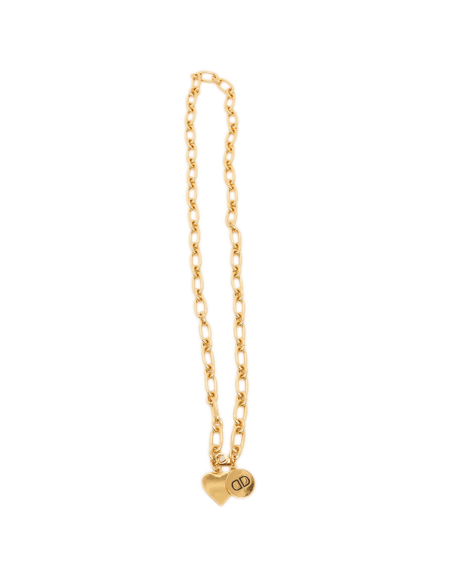 DOUUOD Collana Lunga a Catena con Cuore e Logo Pendenti