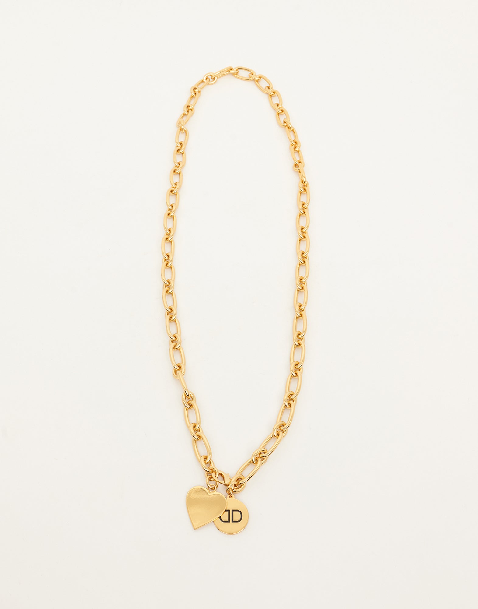 DOUUOD Collana Lunga a Catena con Cuore e Logo Pendenti