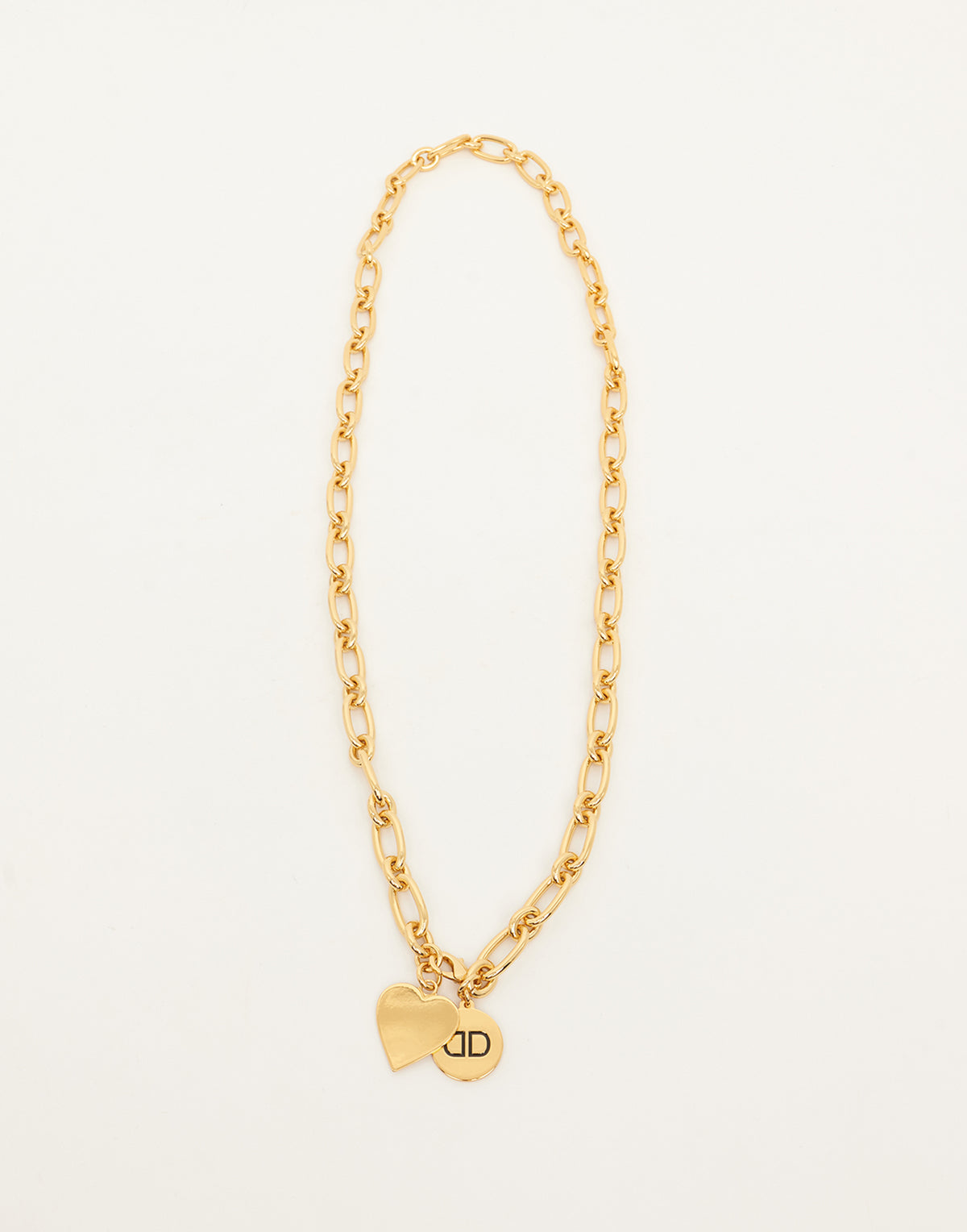DOUUOD Collier long à chaîne avec cœur et logo pendants