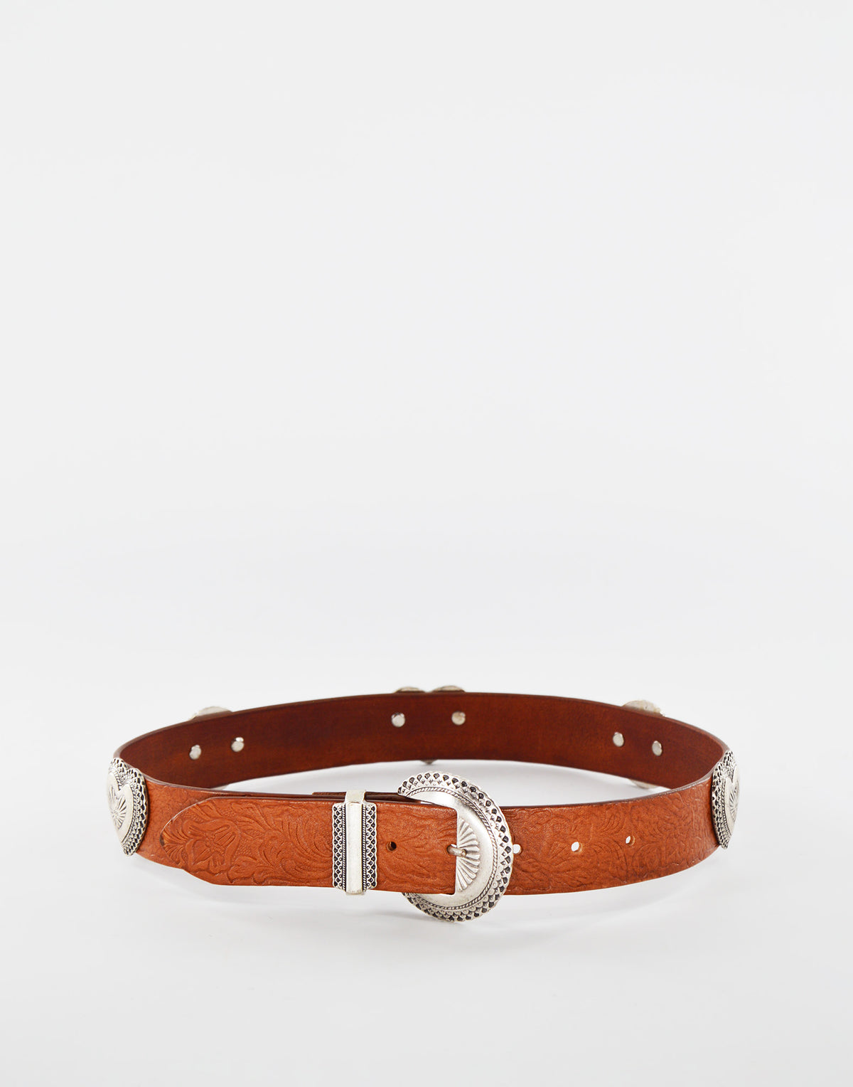 DOUUOD Ceinture à clous cœurs cuir