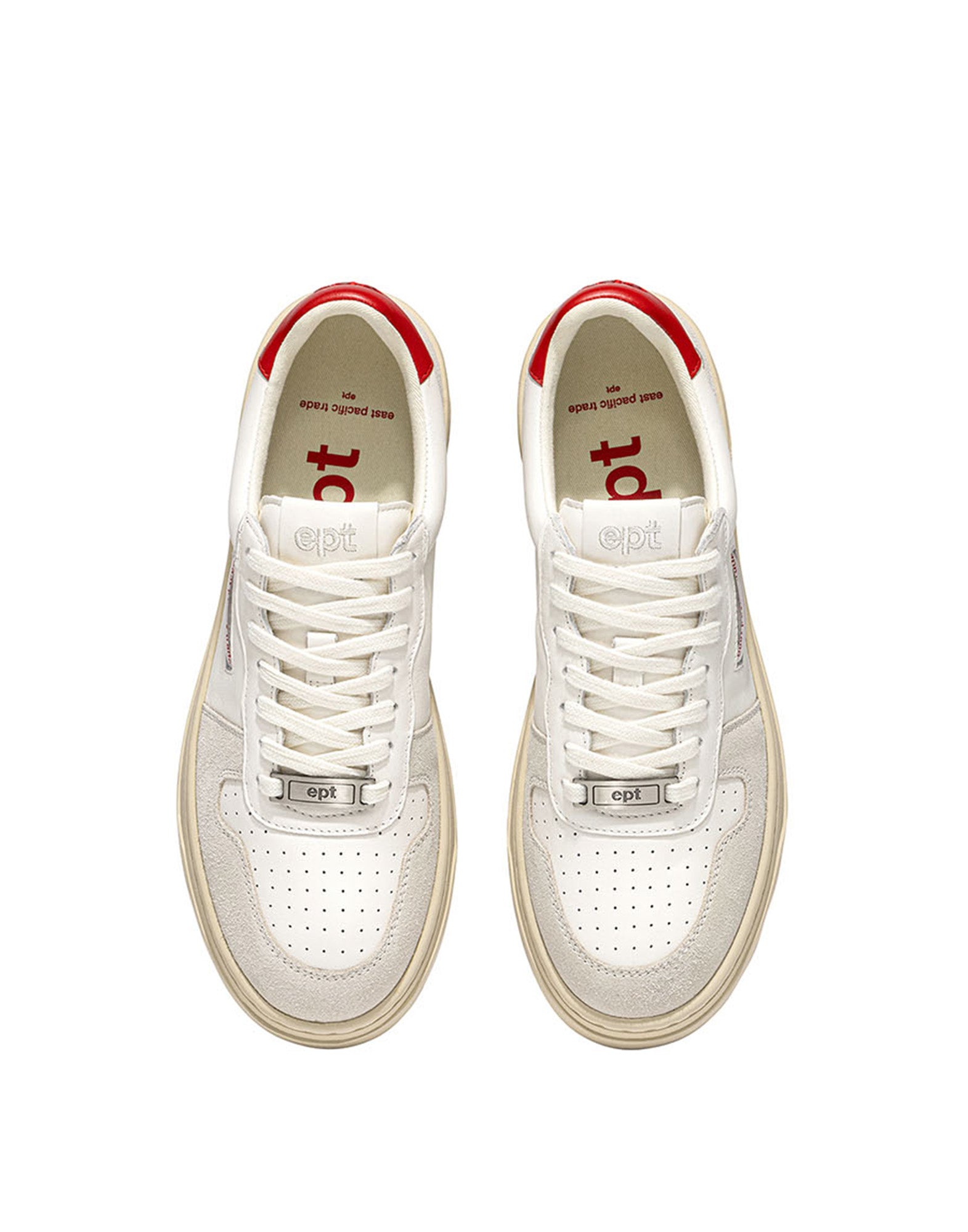 EPT Sneakers Court Suede Off White/Tofu/Red – Fango