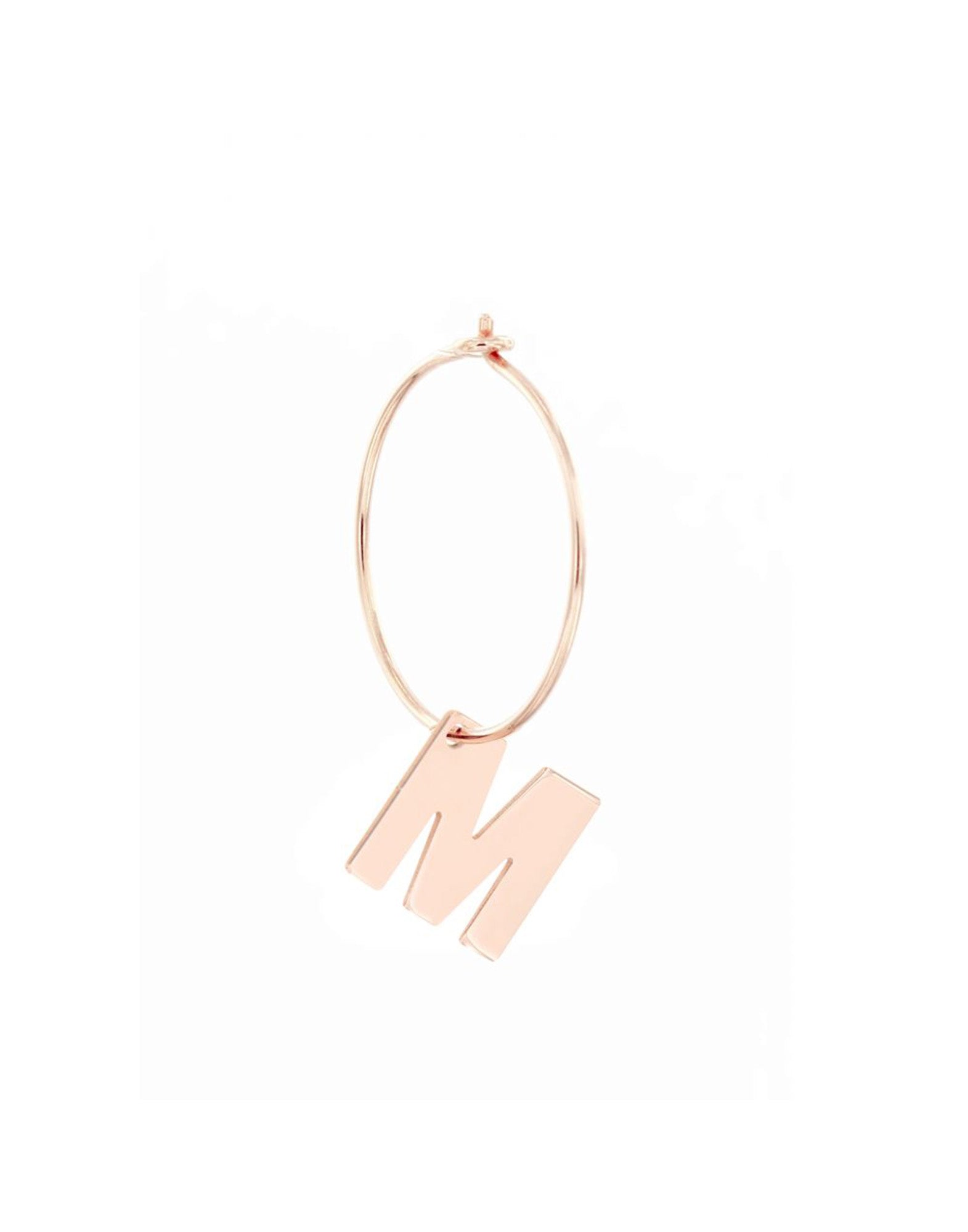 Maman Et Sophie Orecchino Singolo A Cerchio Con Iniziale - Argento Placcato Oro Rosa 19 Mm