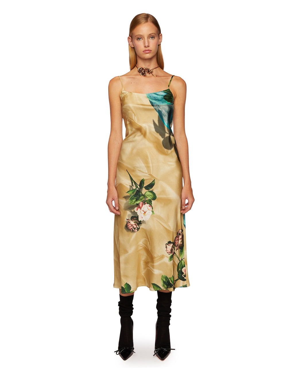 VIVETTA Abito Lungo Floreale in Satin