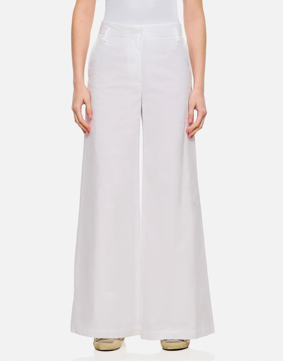 ALBERTO BIANI Pantaloni Ampi in Cotone Bianco