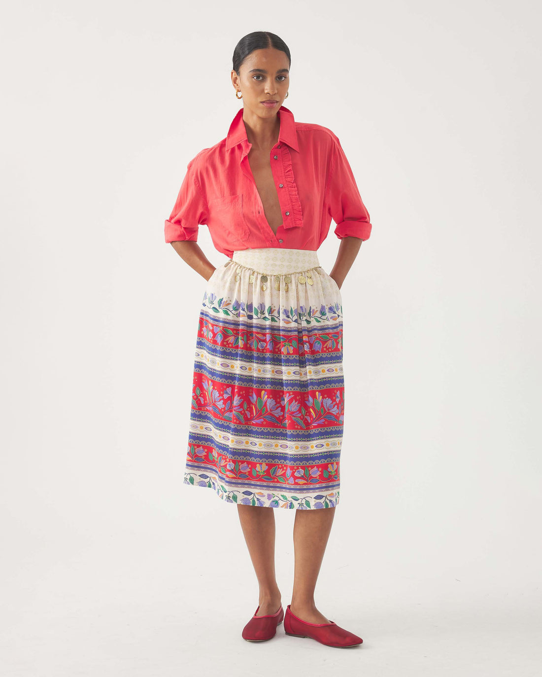 ANTIK BATIK Camicia Angelo Coral Red