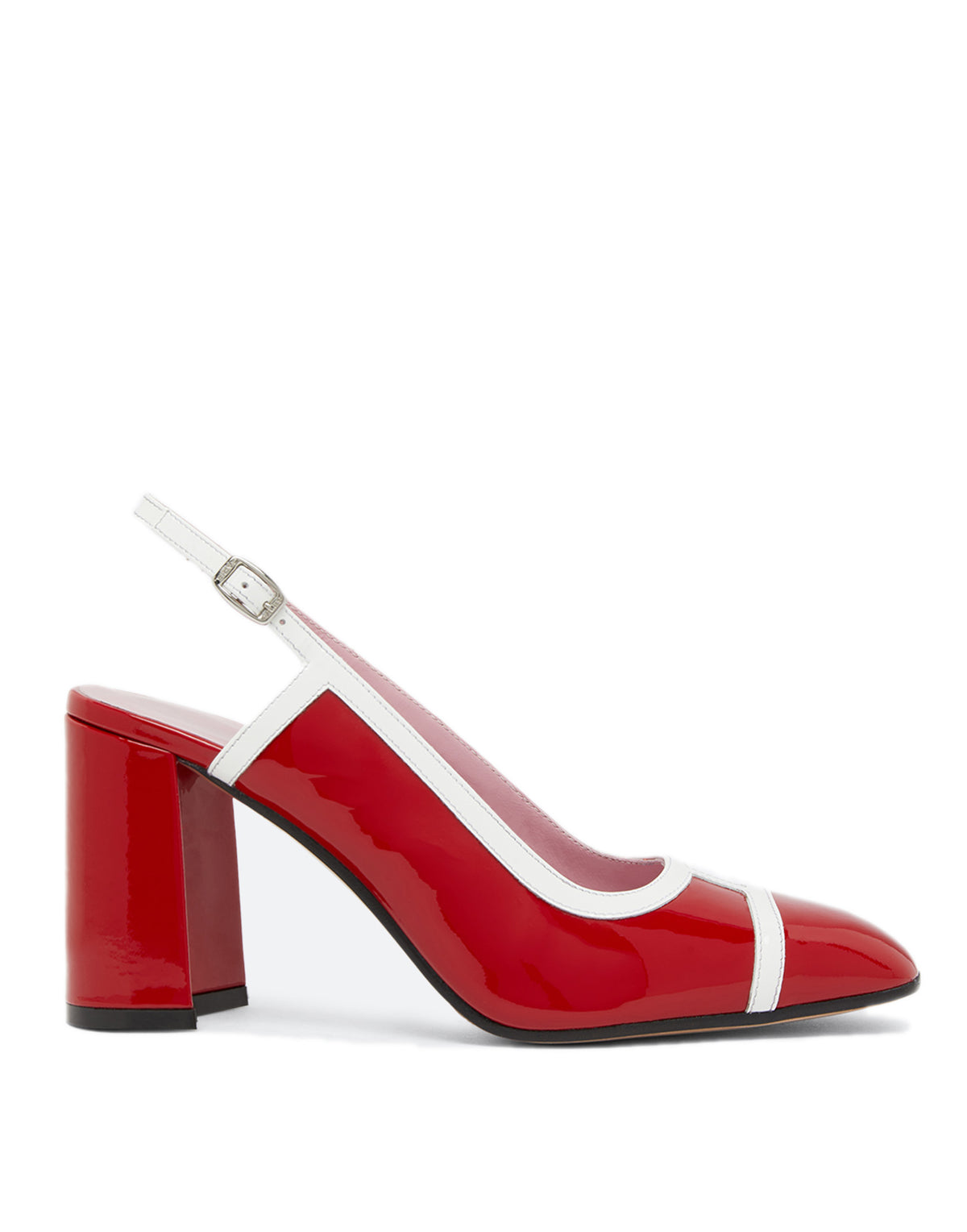 CAREL Slingback Alizee in Vernice Rossa e Bianca