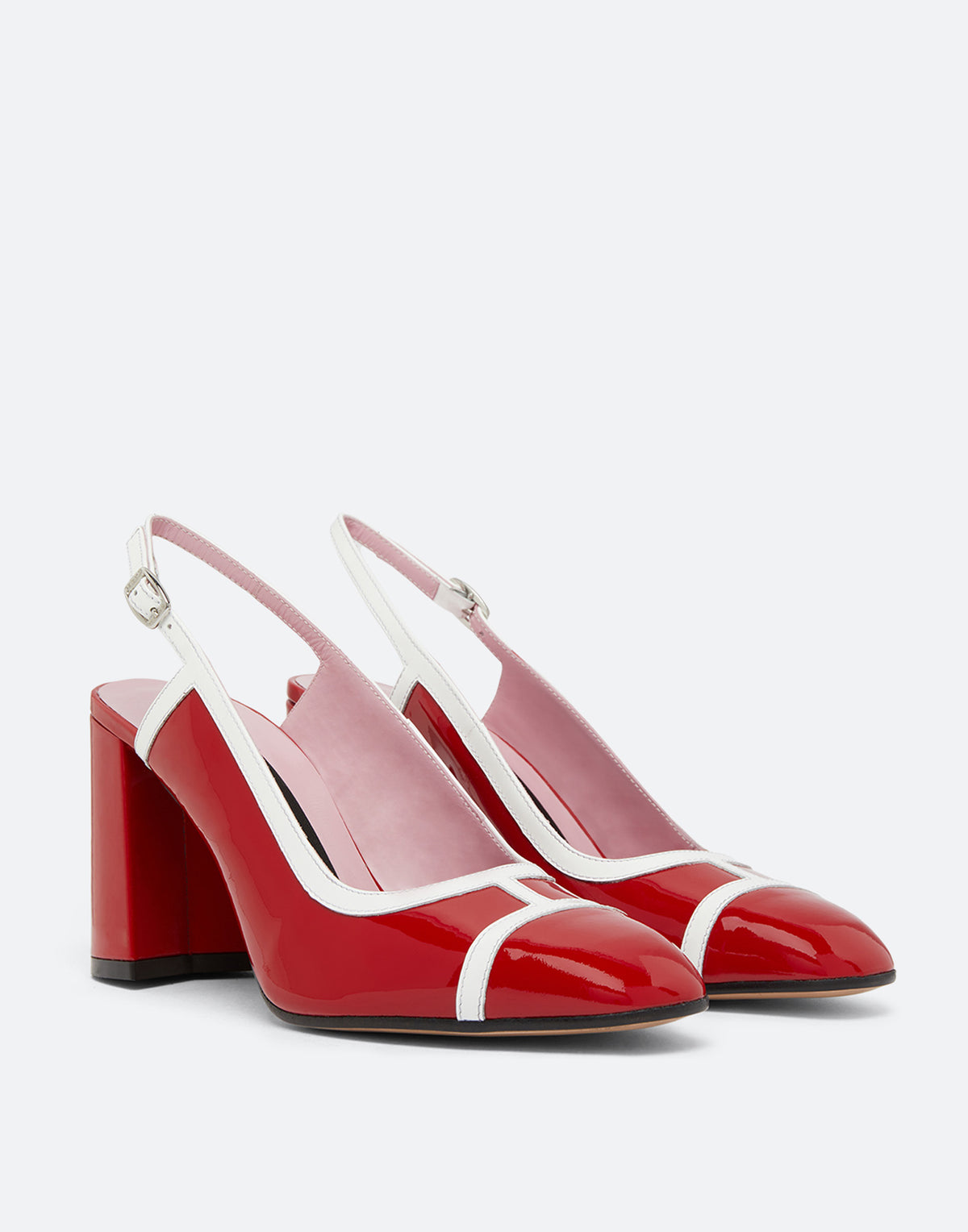CAREL Slingback Alizee in Vernice Rossa e Bianca