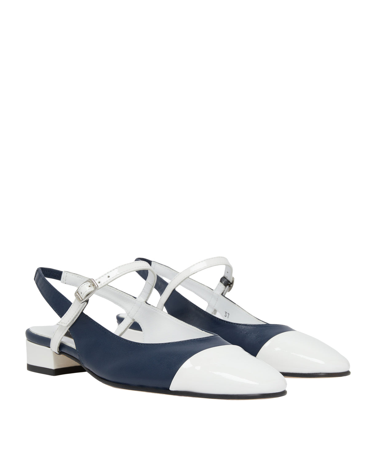CAREL Slingback Oceano in Pelle Blu e Vernice Bianca