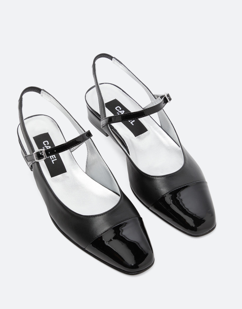 CAREL Slingback Oceano in Pelle Nera e Vernice Nera