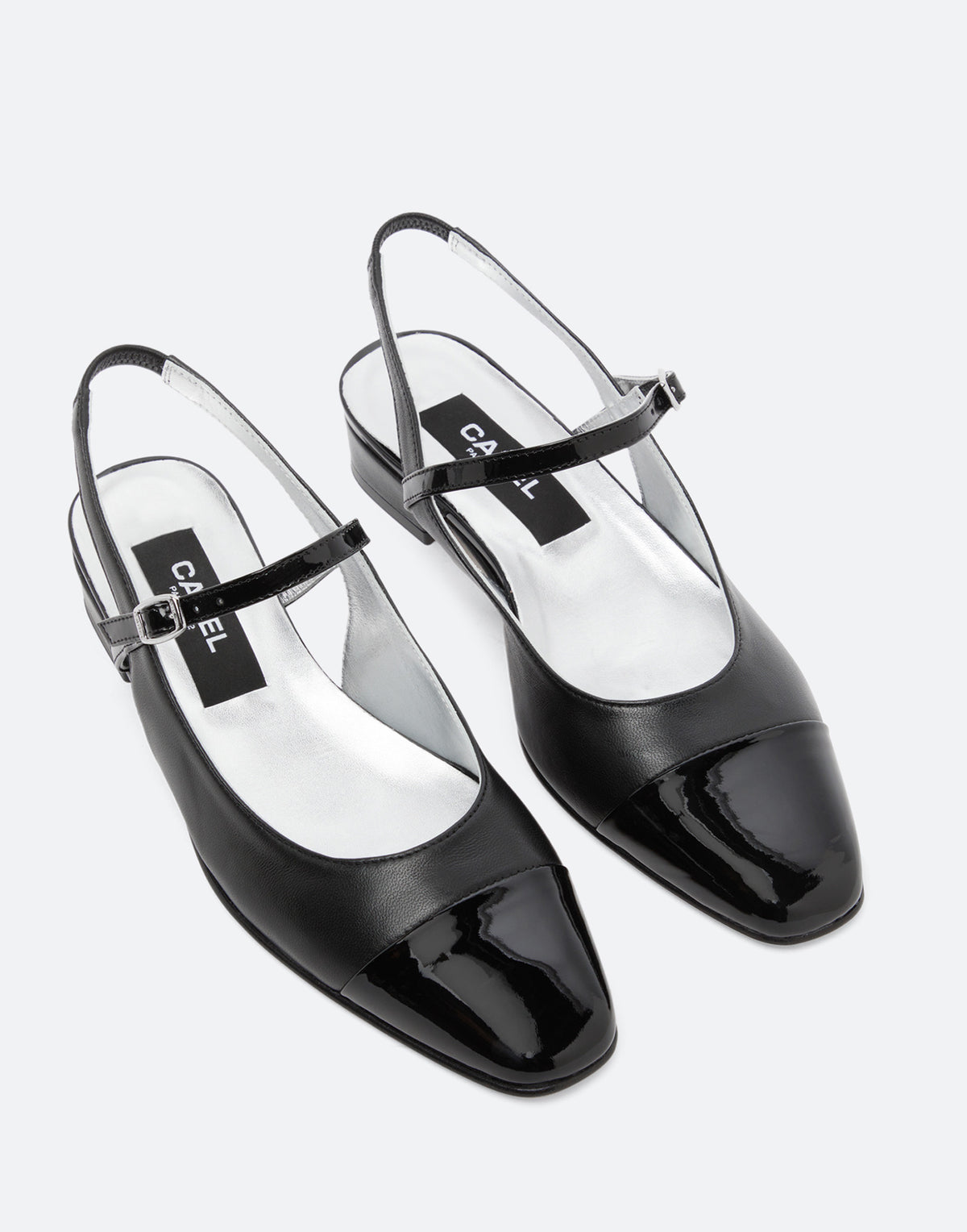 CAREL Slingback Oceano in Pelle Nera e Vernice Nera