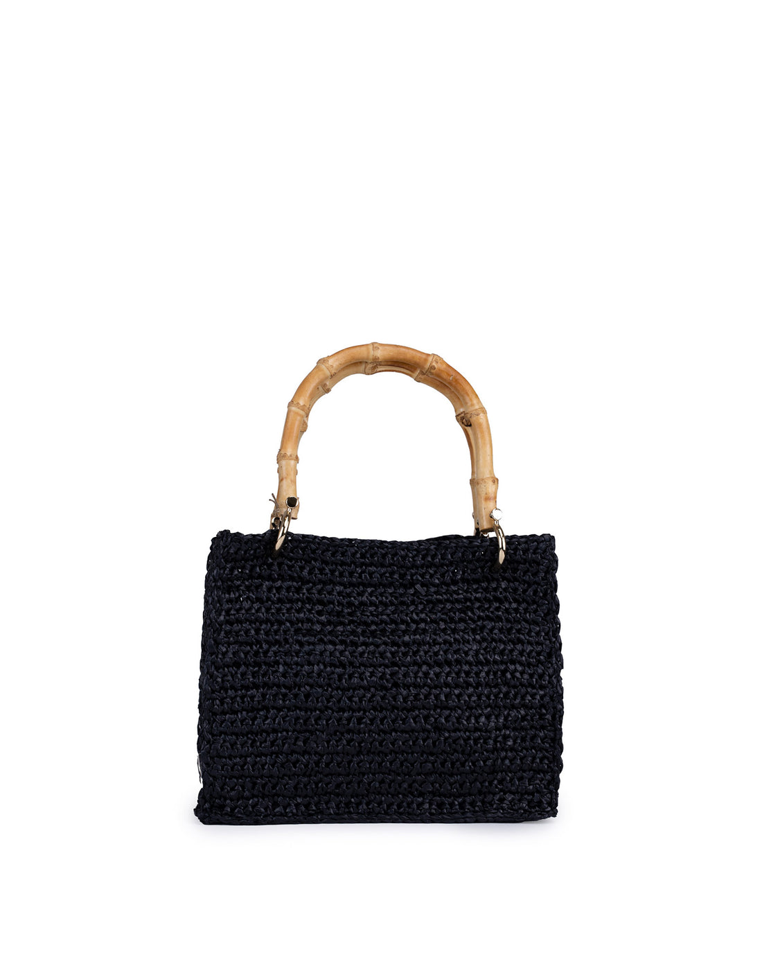 CHICA Borsa Aries in Nylon con Manico in Bamboo Nero