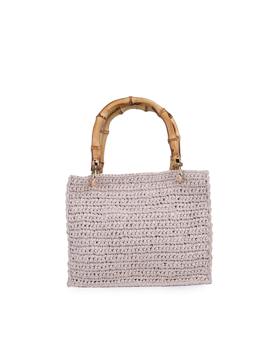 CHICA Borsa Aries in Nylon con Manico in Bamboo Ivory