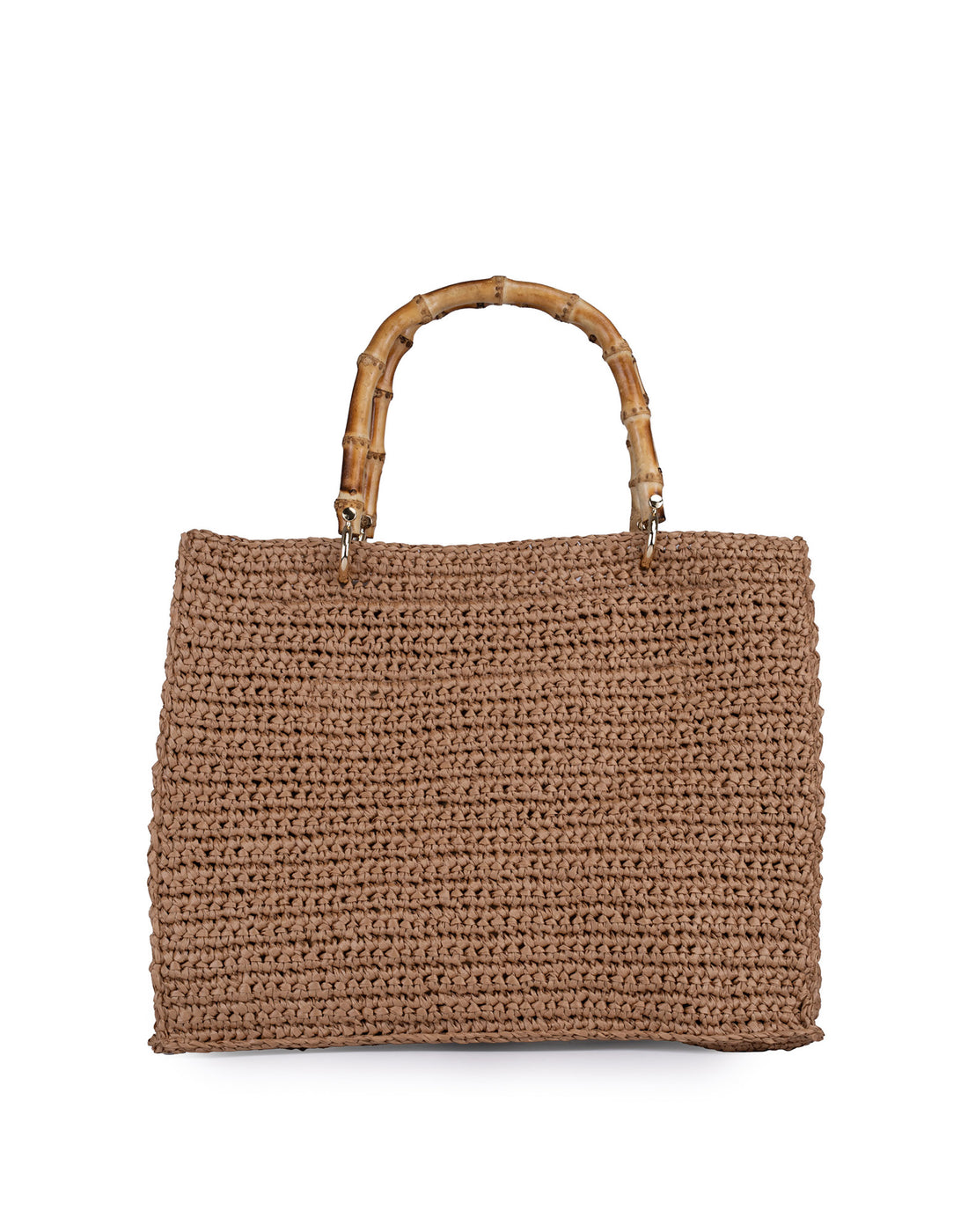 CHICA Shopper Taurus in Nylon con Manico in Bamboo Biscotto