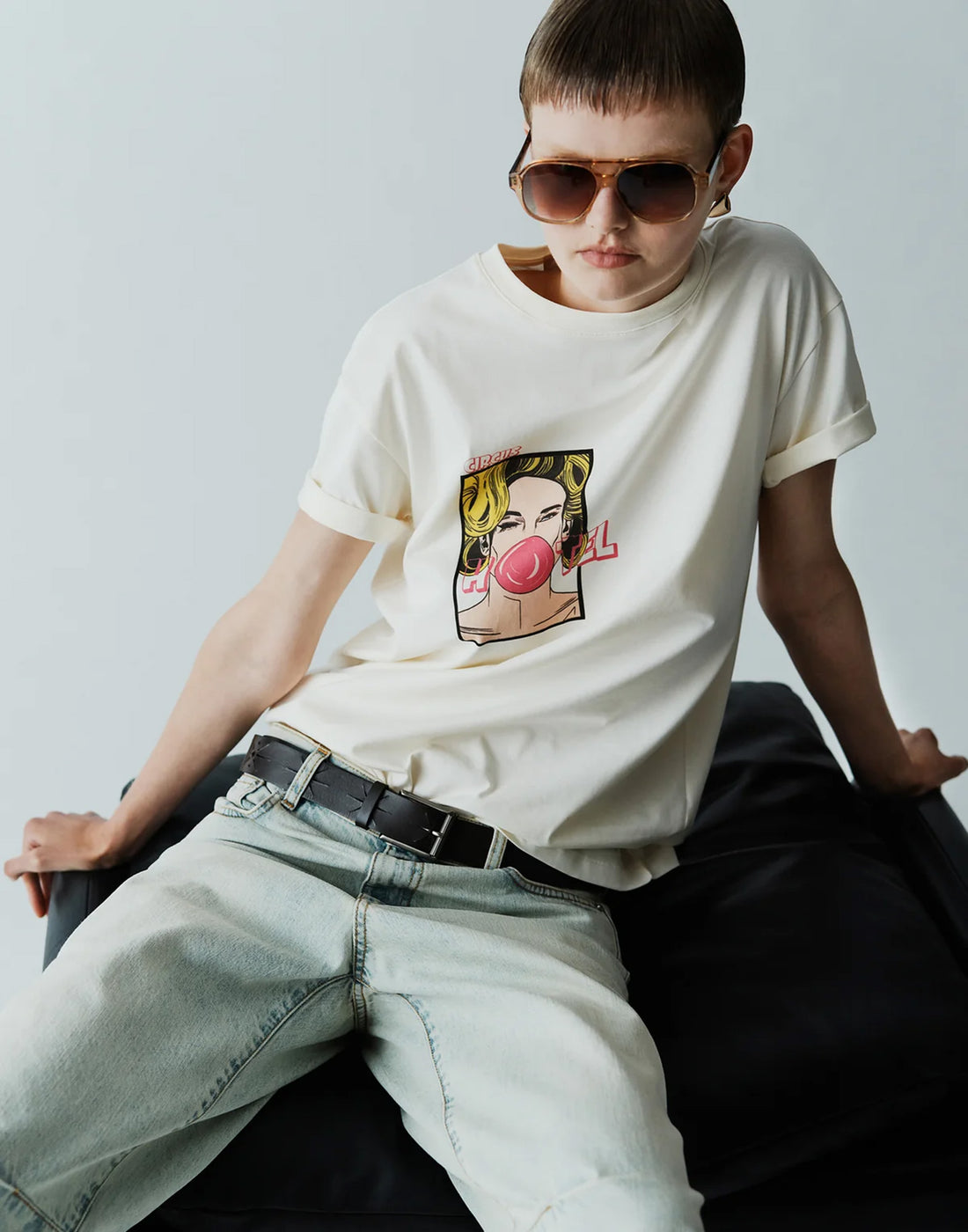 CIRCUS HOTEL T-shirt Slim con Stampa Fumetto